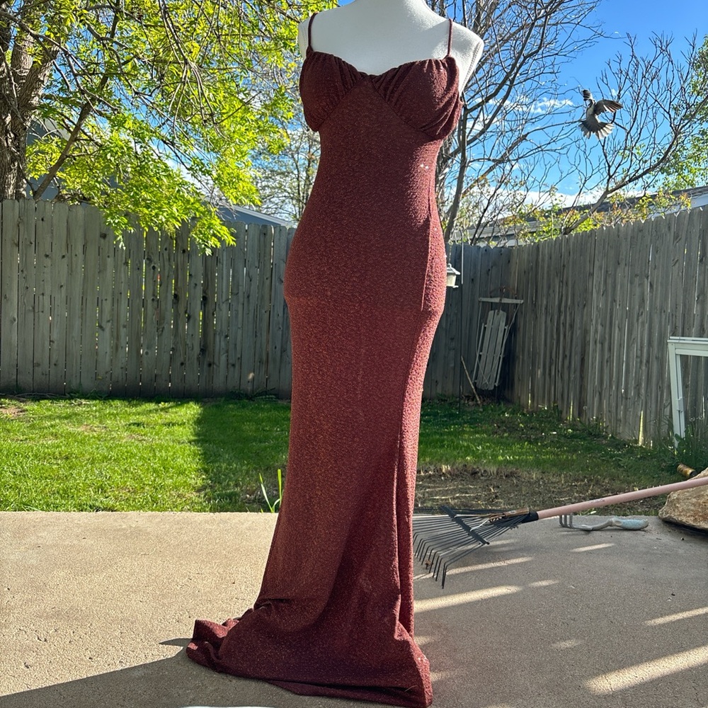 NWT Windsor Brown Glitter Prom Dress